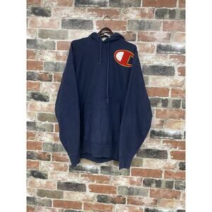 Vintage 90s Champion Premium Reverse Weave Navy Blue Hoodie Sweatshirt Mens XL